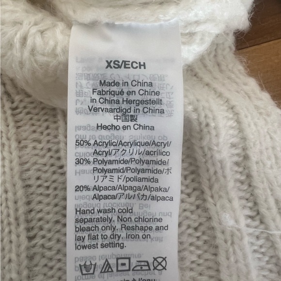 J.CREW White Alpaca Blend Pointelle Cable Mock Neck Knit Oversized Sweater XS - Picture 5 of 5